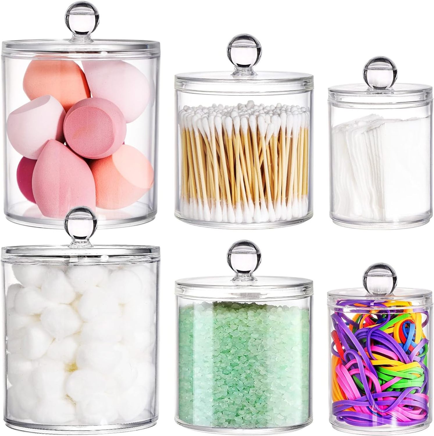 acrylic jar container Acrylic Apothecary Jars with Lids Clear Cotton Ball Holder, Cotton Pad Holder