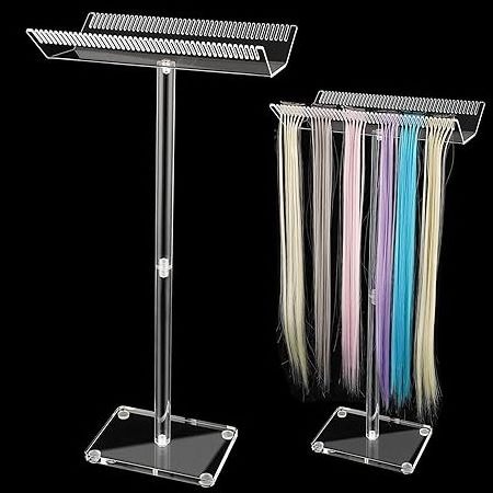 Acrylic Hair Extension Display Stand, Transparent Wig Display Stand Hanger Double Side Hairpieces Organizer Rack