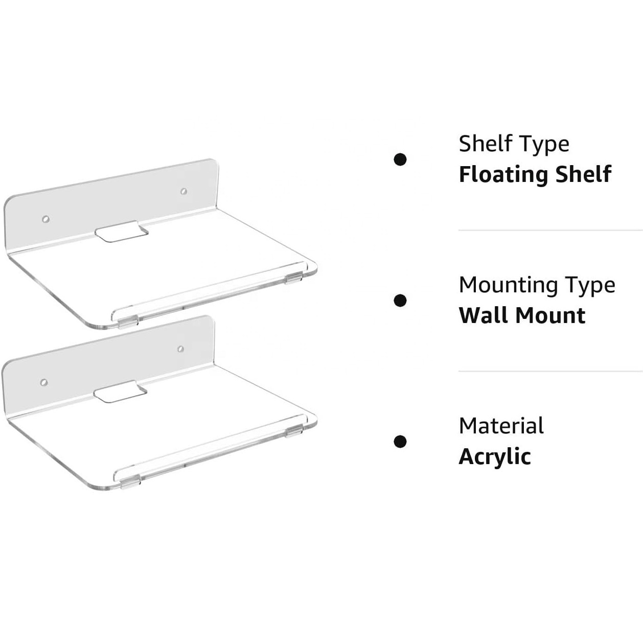 Acrylic Floating Wall Hanging Shelves Adhesive Wall Display Stand for Plant Pot Speaker Security Camera Figures in Office Home