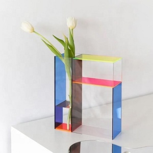 design rainbow vase modern home living room table decorations flower arrangement storage acrylic colorful transparent vase