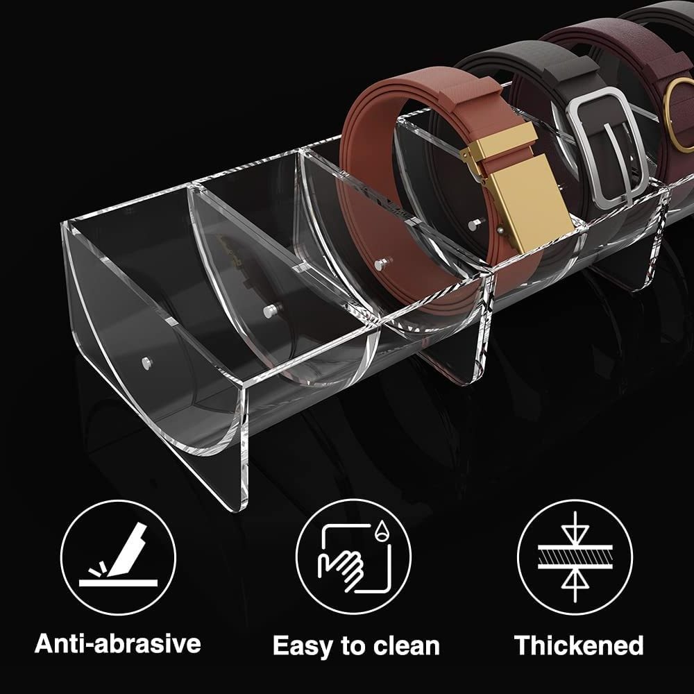 Acrylic Belt Rack Organizers Display Case with with Magnet Detachable Storage Holder Container for Closet Men & Women Belts Tie