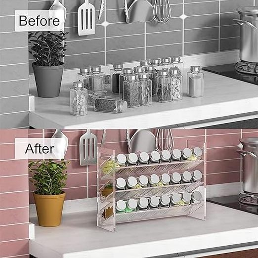 Acrylic Spice Rack 3 Tier Spice Rack Organizer for Cabinet Cabinet Storage and Spice Organizer for Kitchen Bathroom Bedroom