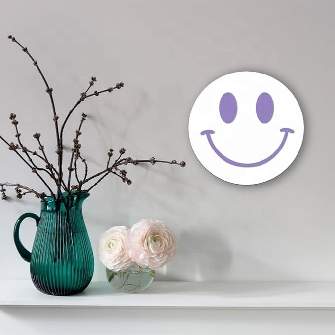 Cute  Girl Room Smiling Face Decorative Mirror Academy Style Smile purple Room Decoration Aesthetics Mirror Prep Room Decoration