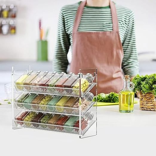 Acrylic Spice Rack 3 Tier Spice Rack Organizer for Cabinet Cabinet Storage and Spice Organizer for Kitchen Bathroom Bedroom