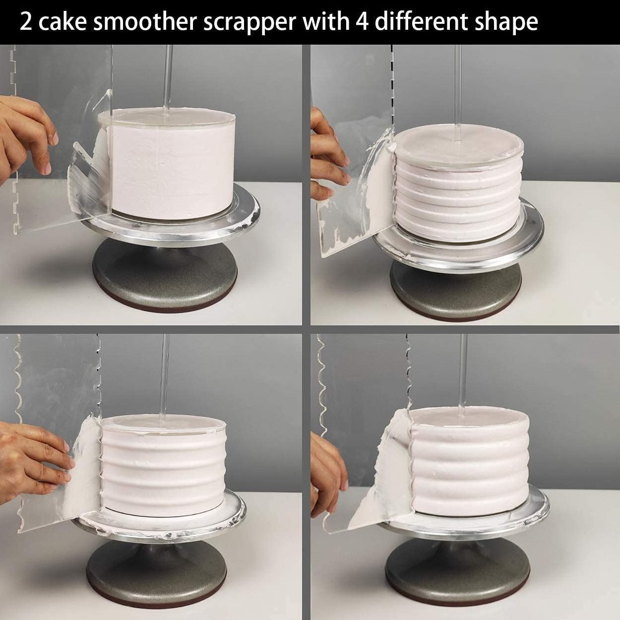 Acrylic Round Cake Pan Set Comb Scraper Positioning Rod Icing Scraper Scraper Smoother for 3 Layer Cakes