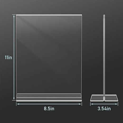 Acrylic Sign Holder  Plastic Frame Flyer Holder, Double Frames Clear Acrylic Display Stand for Store, Restaurant