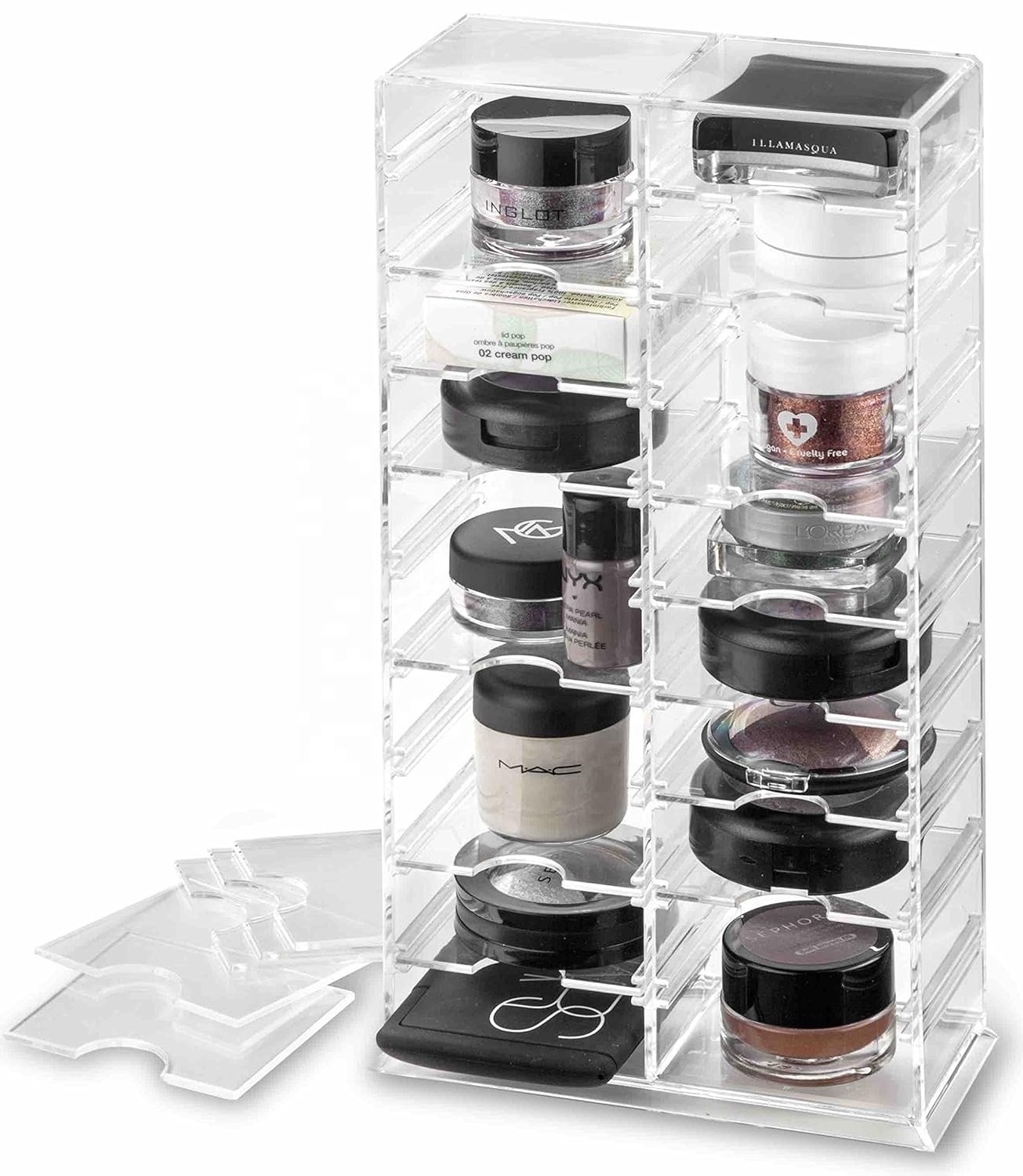 Acrylic Universal Makeup Organizer Tower 20 Space Cosmetic Storage Container Removable Dividers Clear Vanity Desk Drawer-Can