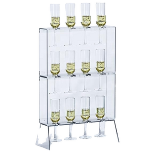 12 Glassware Wall-Mount Stemware Hanging Drink Tower Shelf  for Party Solid Acrylic Wine Glass Rack Floor Standing 12 Glassware