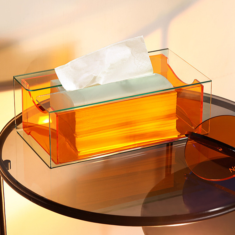 Colorful acrylic tissue box color living room room hotel KTV pumping creative simple paper box European tissue box