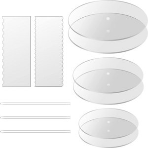 Acrylic Round Cake Pan Set Comb Scraper Positioning Rod Icing Scraper Scraper Smoother for 3 Layer Cakes