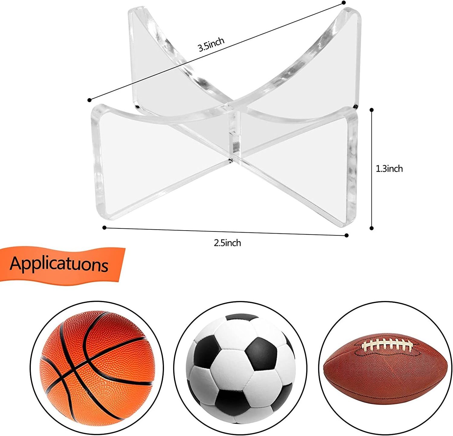 2 Pack Clear Acrylic Ball Display Holder Sports Ball Storage Rack Memorabilia Display Case for Basketball Football Collection