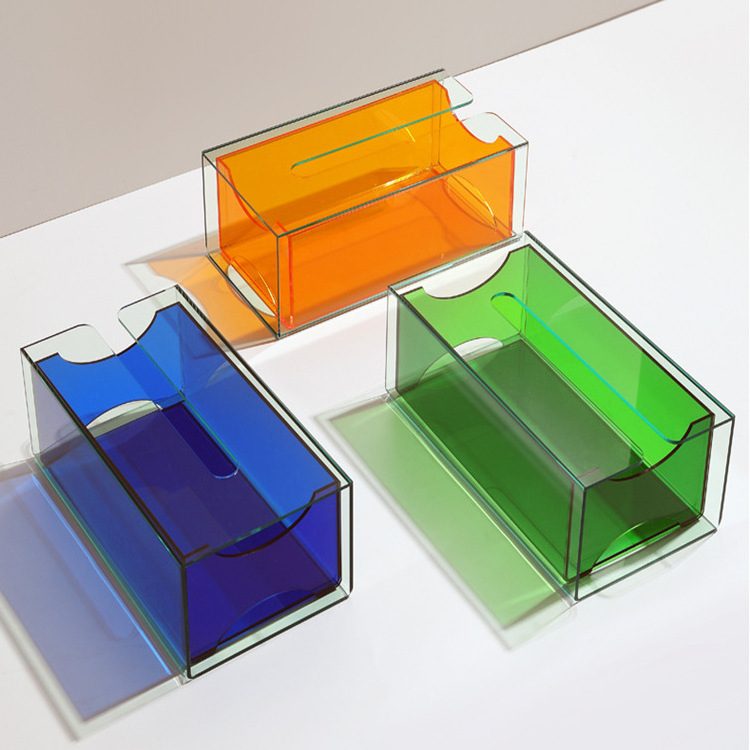 Colorful acrylic tissue box color living room room hotel KTV pumping creative simple paper box European tissue box