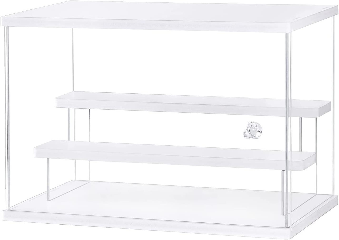 Acrylic Display Case Clear Display Storage Box Cube 3 Tiers with 2 Removable Ladder Shelves Disproof Protection Shelf