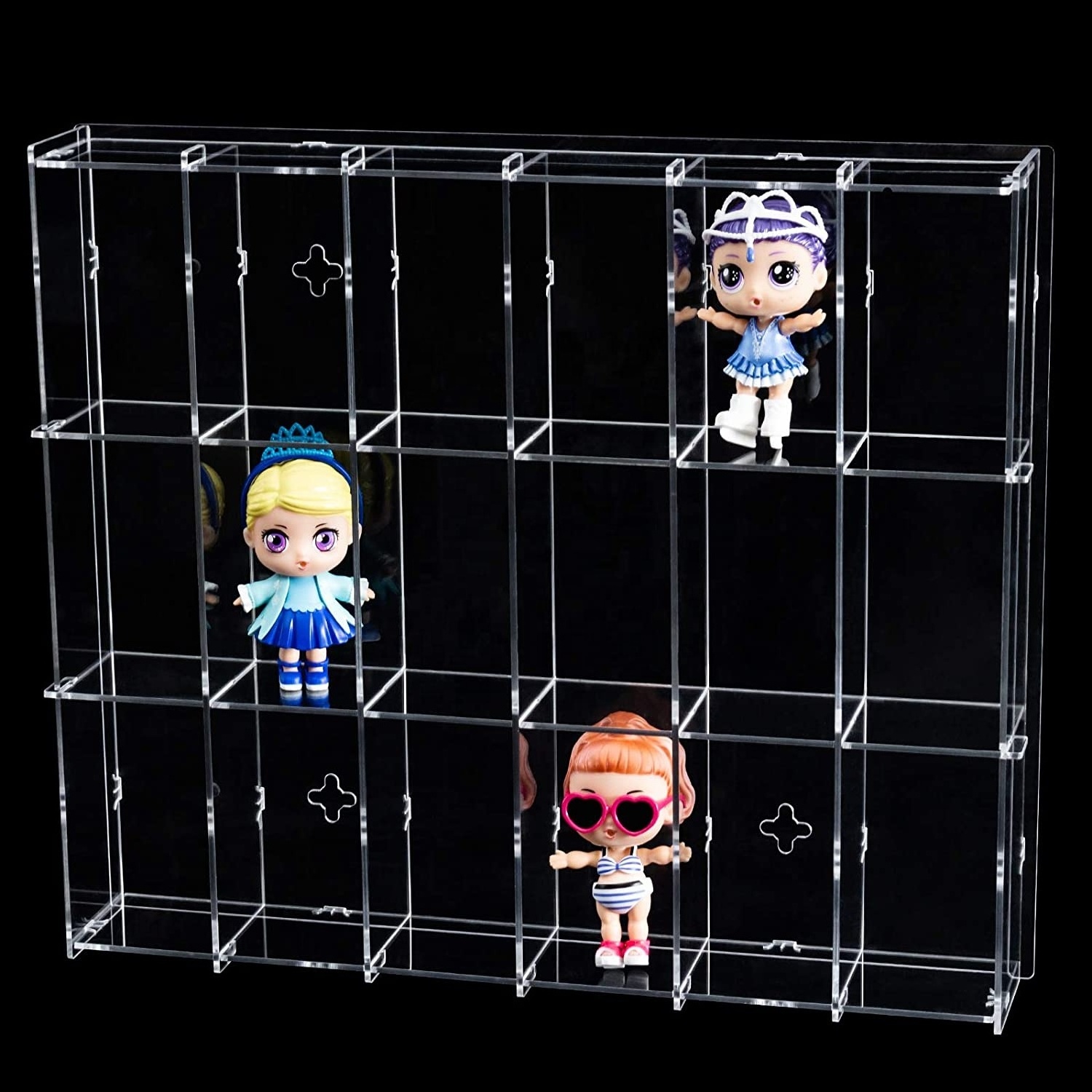 2 Pack Clear Acrylic Display Case 18 Compartments 6 Tiers Matchbox for Mini Toys, Hot Wheels and LOL Dolls