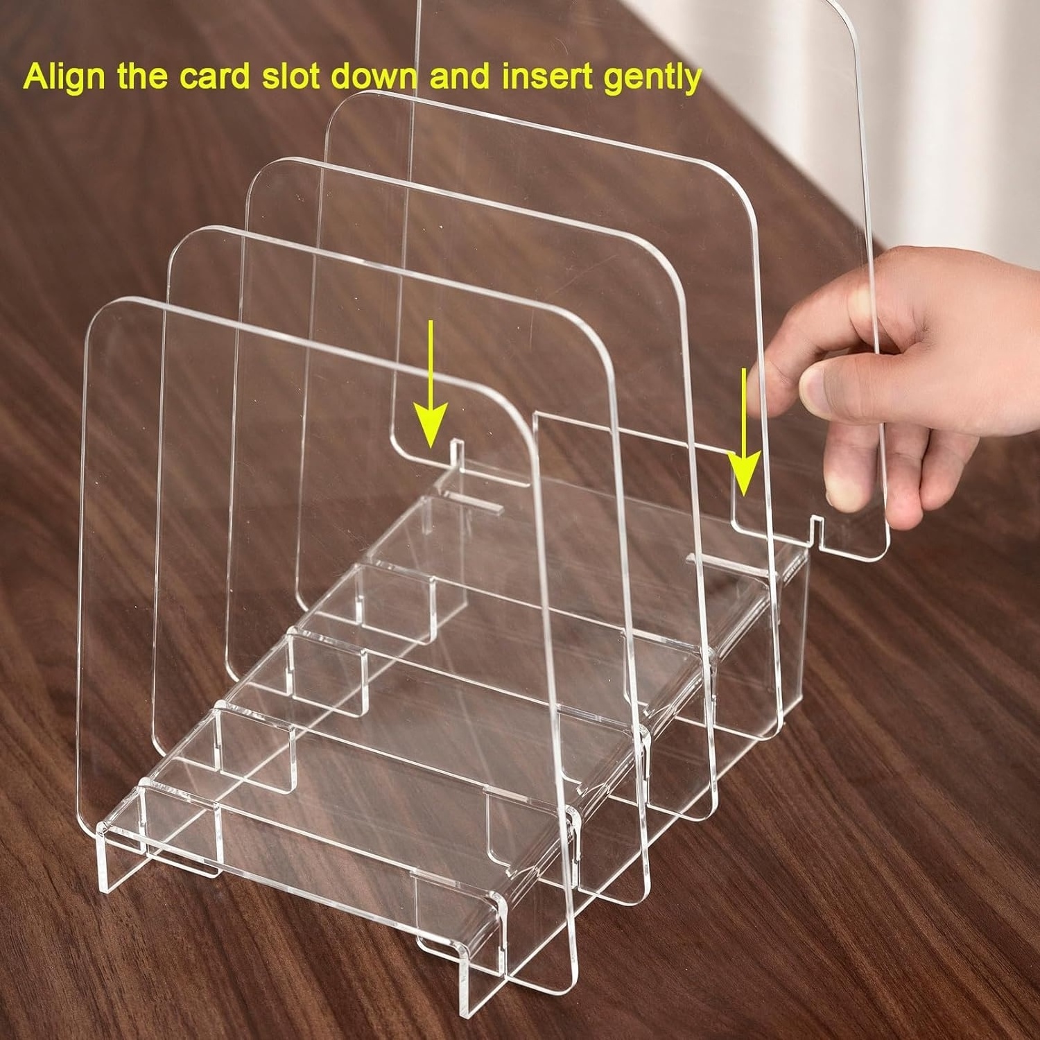 Clear Acrylic Incline File Organizer Rack 4 Sections Books Holder Sorter Vertical Display Magazine Holder for School Home Office