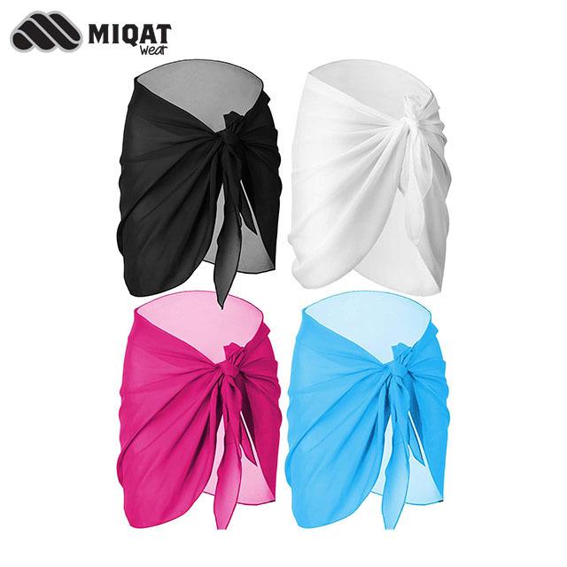 4 Pieces Women Chiffon Short Sarongs Cover Ups Beach Swimsuit Wrap Skirt, 4 Colors