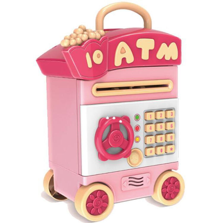 Multi-function Auto-rolling Money Password Safe Kids Birthday Gift Safe Deposit Atm Machine Mini Creative Atm Toy Piggy Bank