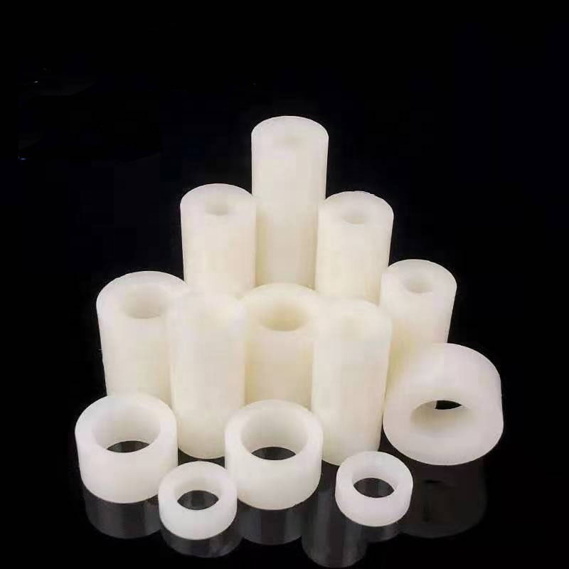 In stock white black unthreaded cylindrical POM/PE/NYLON/ABS/PVC/Polyamide plastic spacer