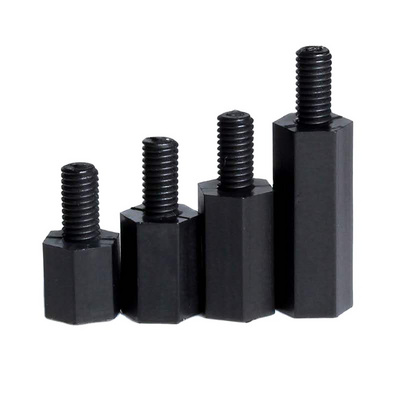 Wholesale black/white male and female hex polyamide plastic screw black nylon PCB standoff black spacers