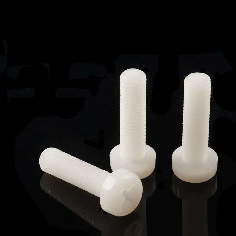 In stock white/black cross pan head full thread PA66 polyamide plastic nylon screw