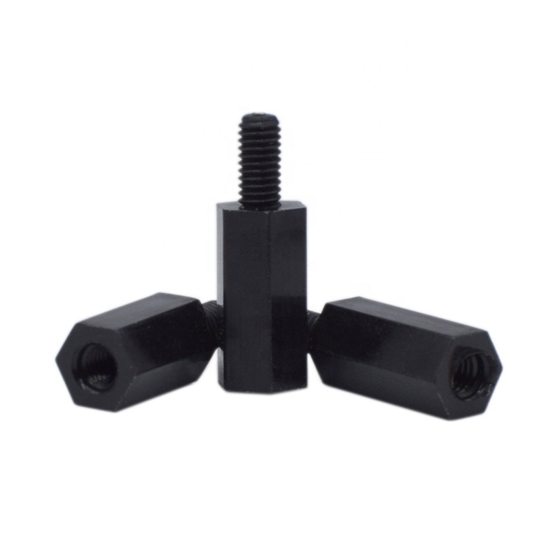 Wholesale black/white male and female hex polyamide plastic screw black nylon PCB standoff black spacers