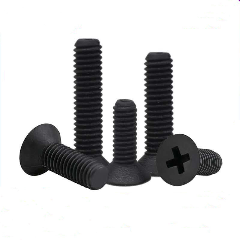 In stock high quality black/white cross recessed countersunk head PA66 polyamide nylon plastic screw