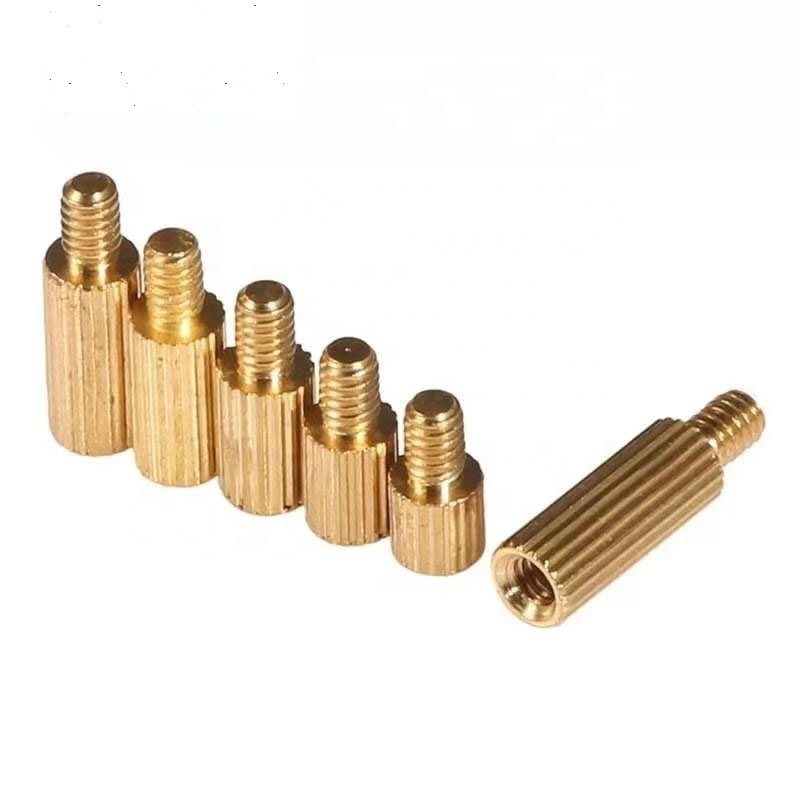 Customized high precision lathe turning male female round knurled brass standoff spacer