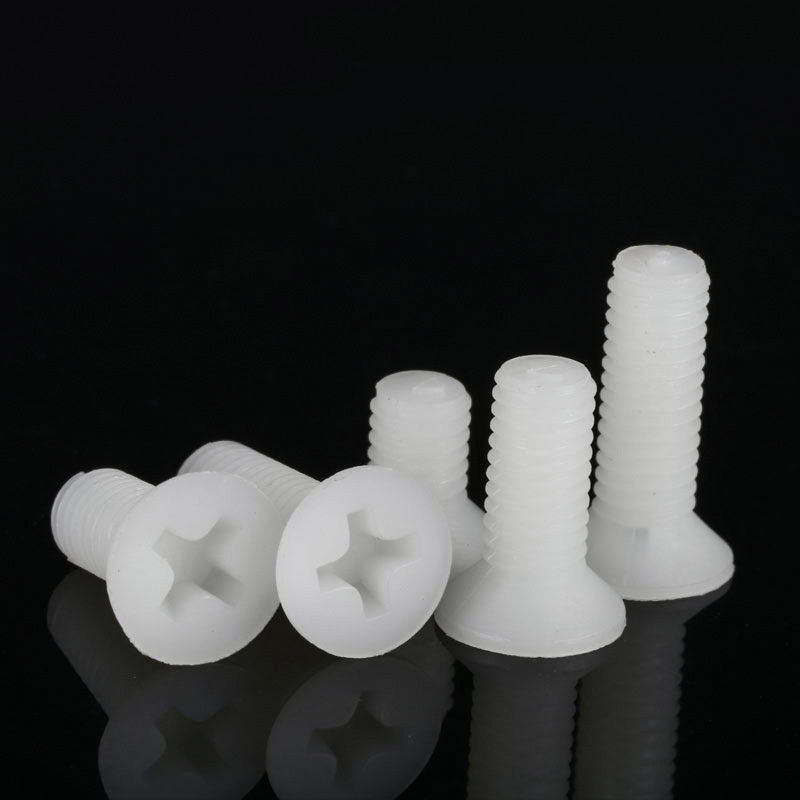 In stock high quality black/white cross recessed countersunk head PA66 polyamide nylon plastic screw