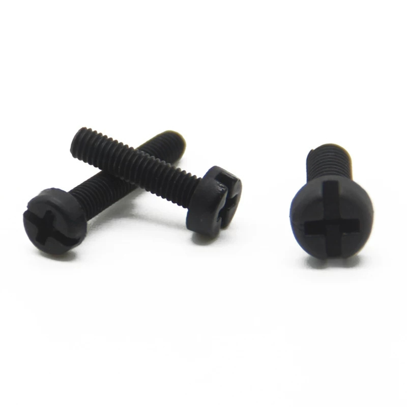 In stock white/black cross pan head full thread PA66 polyamide plastic nylon screw