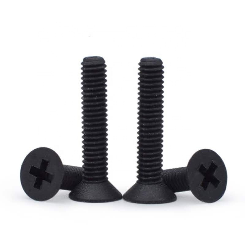 In stock high quality black/white cross recessed countersunk head PA66 polyamide nylon plastic screw