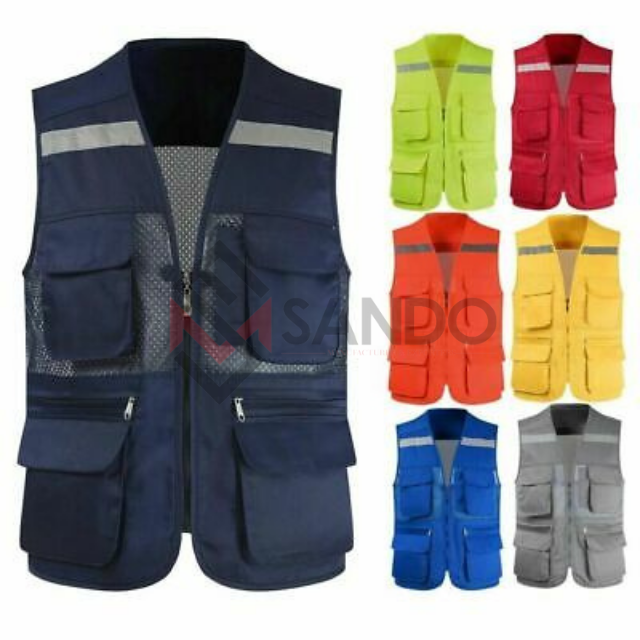 high visibility reflective safety vest with pockets and zipper Safety Vest Unisex clothing safety reflective vest