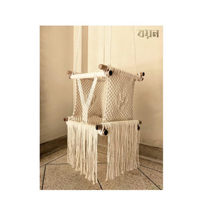 2022 New Customized Boho Design Macrame Baby Swing in Blue Macrame Hammock Boho Macrame Baby Accessories