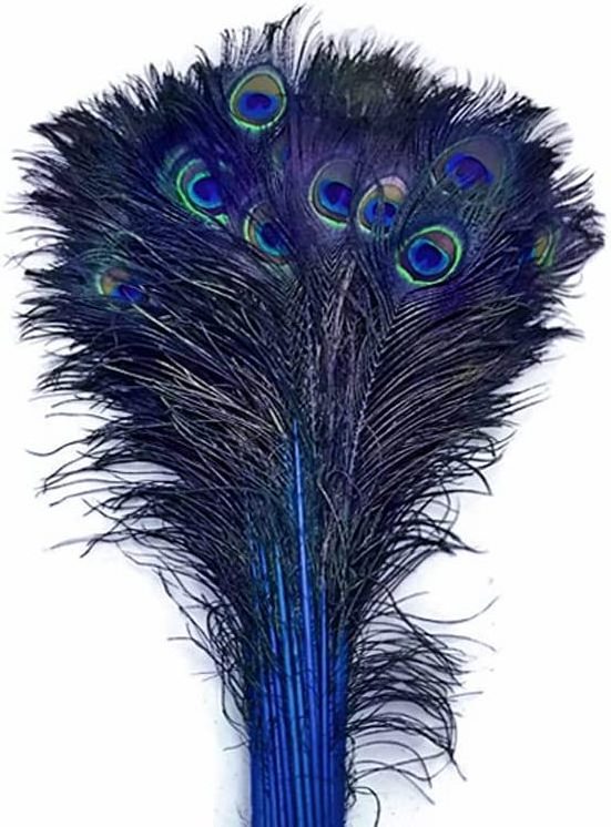 SANDOU Wholesale Natural Peacock Blue Feathers Bleached Dyed Peacock Feather For Samba Costumes