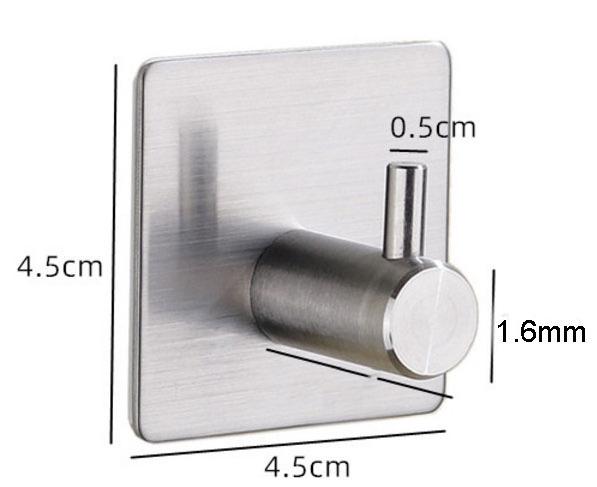 Stainless Steel Hanging Adhesive Hook Towel Hook Damage Free 5Kg Adhesive Wall Hook