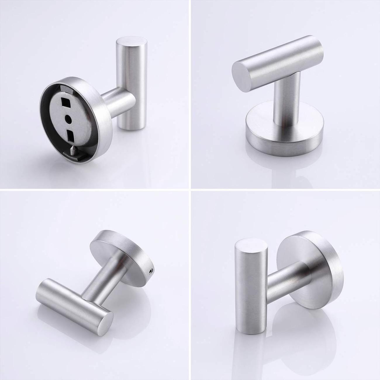 Modern Hand Towel Hook Brushed Nickel Robe Coat Clothes Hook Round for Kitchen Garage Hotel