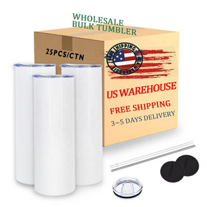 USA 2 Days delivery 20 oz Stainless Steel Double Wall Insulated Straight Skinny Sublimation Blank Tumbler with Straw