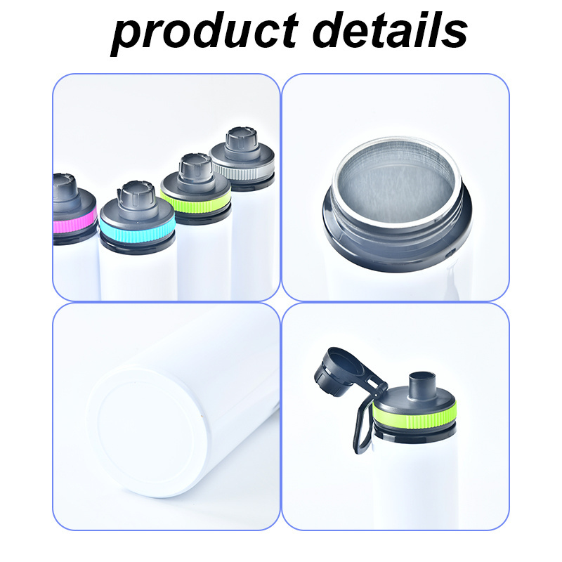 USAwarehouse 20oz White blank Aluminum Color Lid Sublimation Water bottle