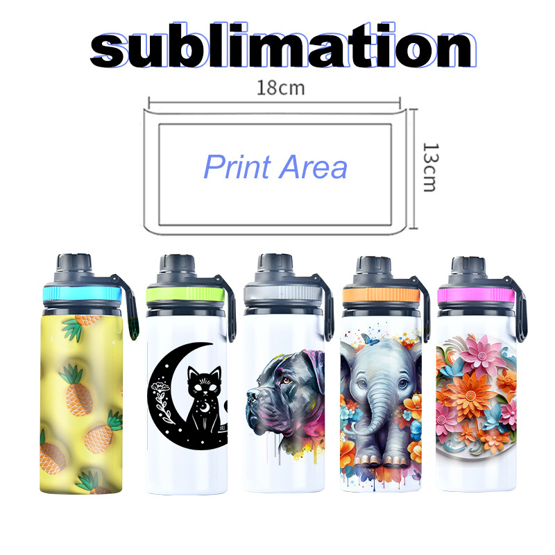 USAwarehouse 20oz White blank Aluminum Color Lid Sublimation Water bottle