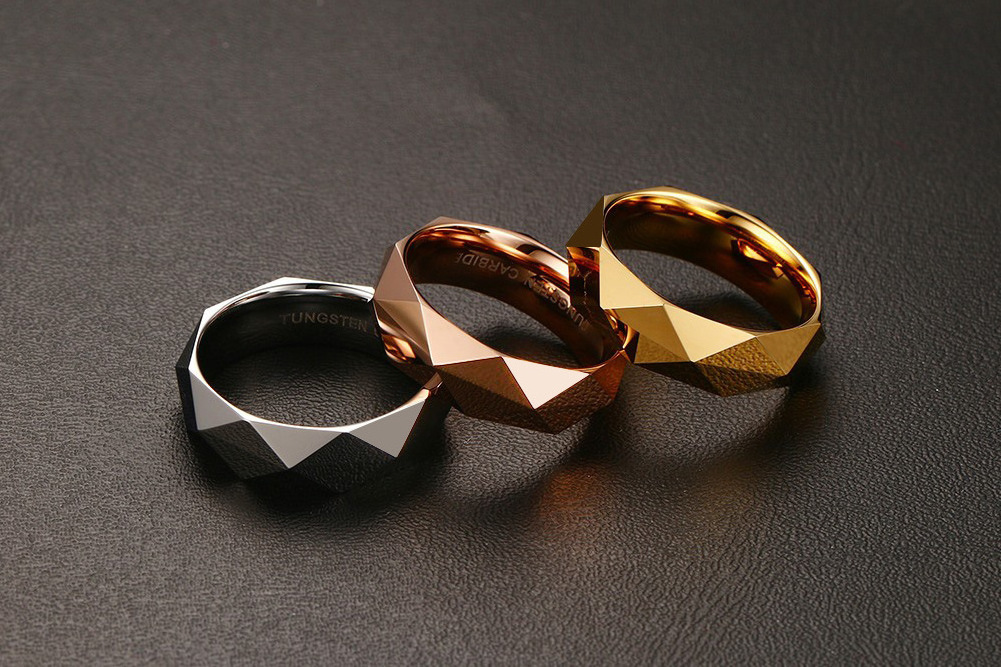 6Mm Fashionable High-End Tungsten Carbide Ring Irregular Prismatic Ring Wedding Rings Set Couple Tungsten