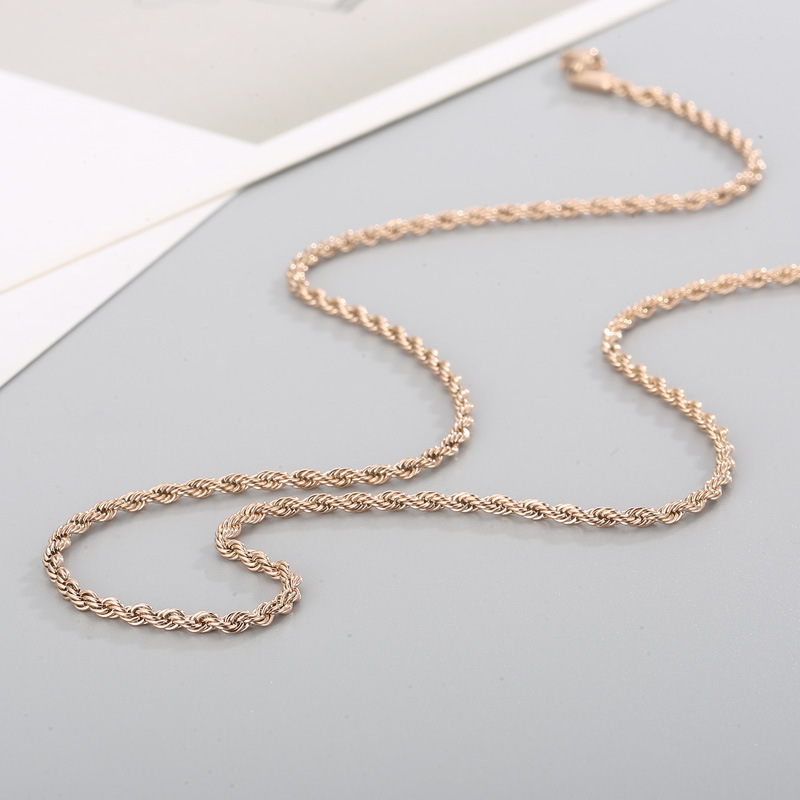 5Mm 5.5Mm Jewelry Men Solid 10K Gold Twisted Rope Chain Gold 14K Necklace Rope Stringless Steel