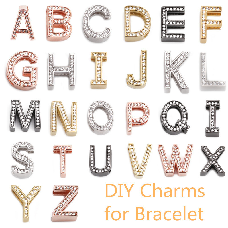 Personalized Custom Made Adjustable Charms Gold Plated Stainless Steel Charm Slide For Diy Bracelets Bangles