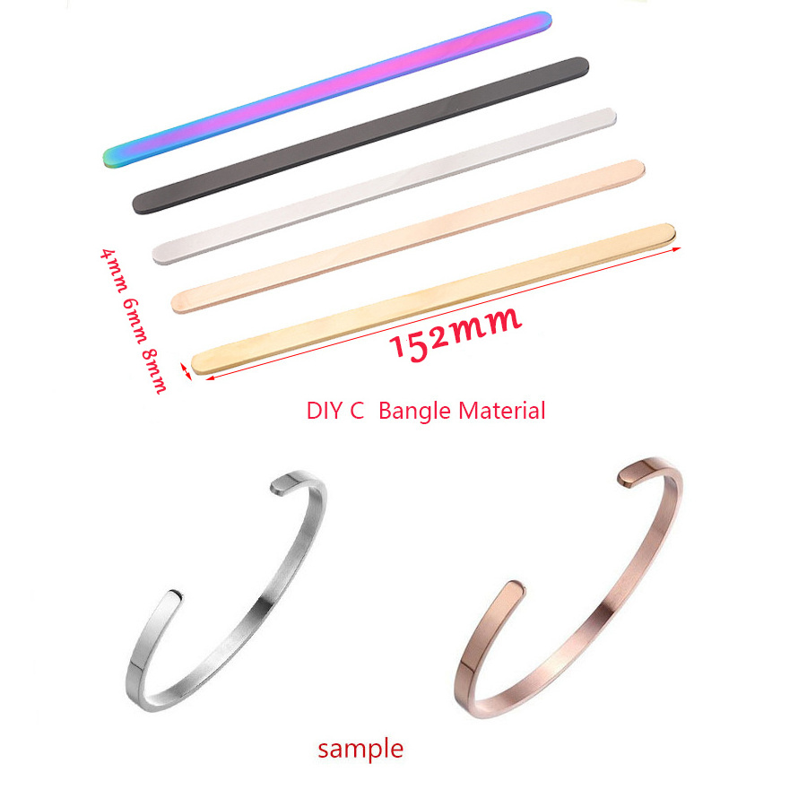 Open Stainless Steel Arm Cuffs Long Plate Single Groove Cuff Bangle Diy Message Bracelet Blanks For Women