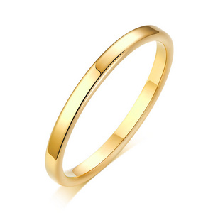 High Quality 18K Gold Plated High Polished Stainless Steel Smooth Plain Band Ring  Thin Engagement Rings For Couples