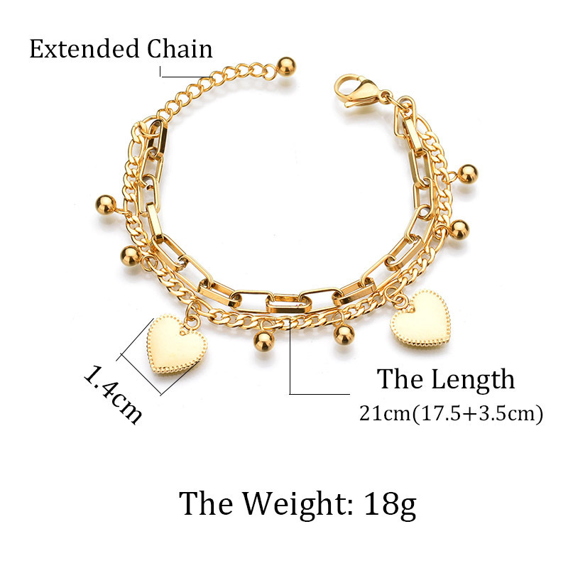 Engravable Xp Jewelry Woven Boho Steel Heart Charm Link Chain Women Bracelets Plated Fashion Coin Real Bangle Bracelet Gold