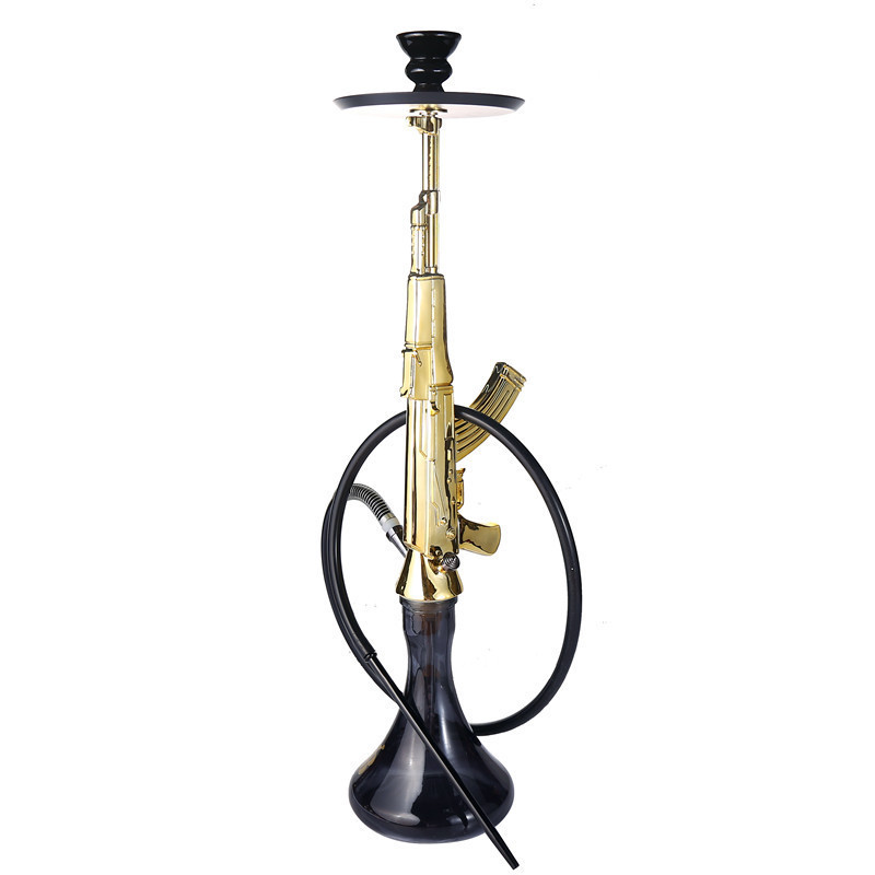 AK 47 Hot Sale Shisha Hookah Narguile Gun Shape Big Smoking Shisha Hukka set with silicone pipe accessories