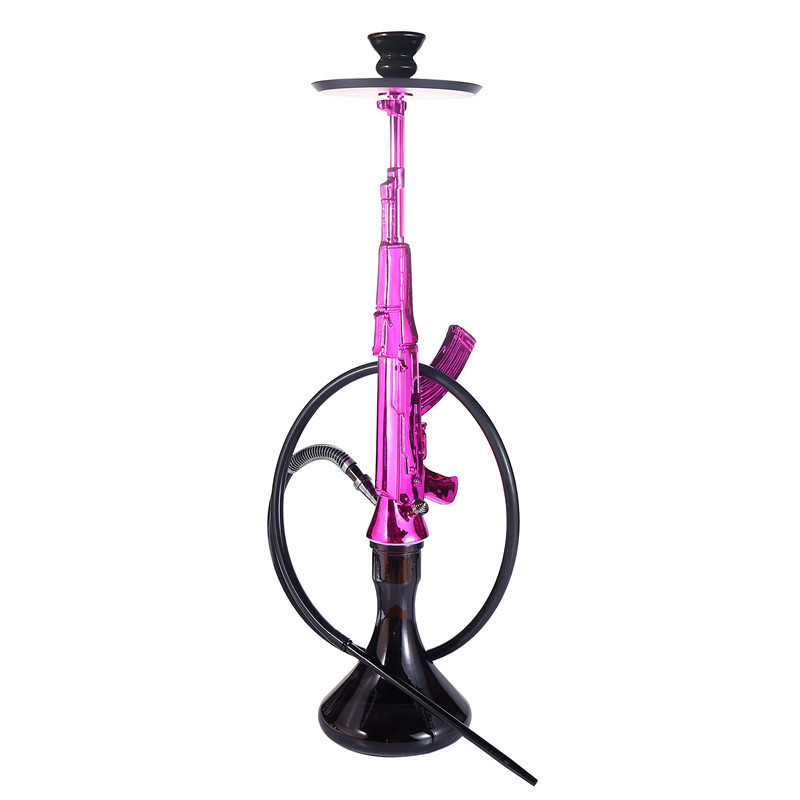 Wholesale Full set Gun Big Size Sheesha Pink Gold Black Custom Logo Gun hookah ak47 SHISHA Hookah without Vase