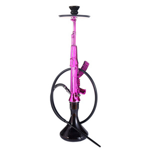 Wholesale Full set Gun Big Size Sheesha Pink Gold Black Custom Logo Gun hookah ak47 SHISHA Hookah without Vase