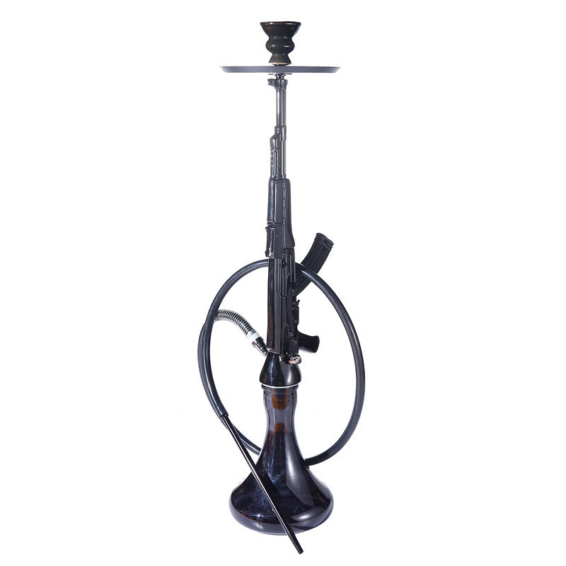 Wholesale Full set Gun Big Size Sheesha Pink Gold Black Custom Logo Gun hookah ak47 SHISHA Hookah without Vase