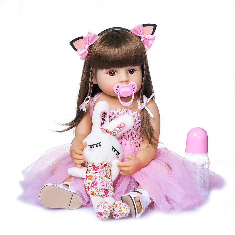 High quality 55cm big size reborn toddler princess Silicone vinyl adorable Lifelike Baby Bonecas girl bebe doll reborn dolls