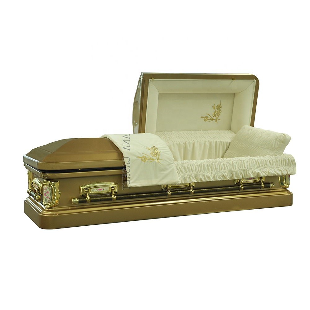 Funeral equipment solid paulownia wooden caskets and coffins of full couch